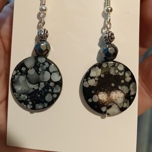 3/$9 Handmade Black and Pearl-like Dangle Earrings
